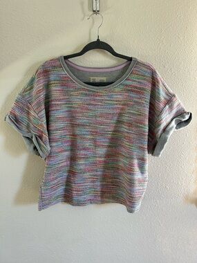 Saturday Sunday By Anthropologie Multi Colored Knit Cropped Sweatshirt Womens L